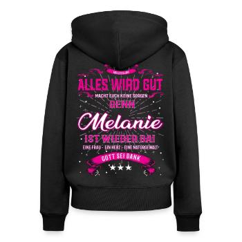 Melanie T-Shirt - Alles wir gut - Frauen Premium Bio Zip Hoodie - Schwarz - Hinten - Julia (174cm)