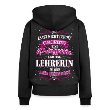 Leherin und Prinzessin T-Shirt - Frauen Premium Bio Zip Hoodie - Schwarz - Hinten - Julia (174cm)
