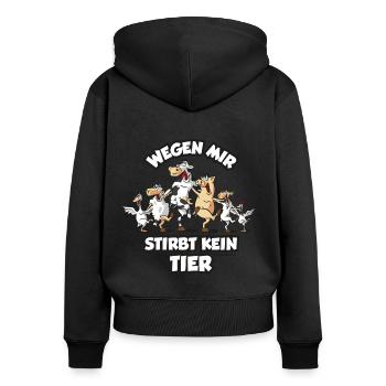 Lustige tanzende Tiere Vegetarier Veganer Spruch - Frauen Premium Bio Zip Hoodie - Schwarz - Hinten - Julia (174cm)