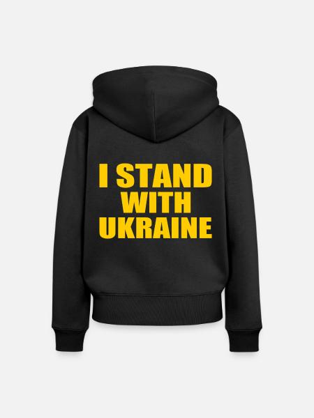 I stand with ukraine - Frauen Premium Bio Zip Hoodie - Schwarz
