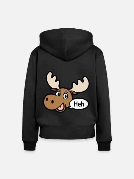 Amüsierter Elch - Frauen Premium Bio Zip Hoodie - Schwarz