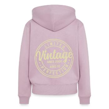 Vintage Des Années 2000 Cadeau D’anniversaire 2000 - Sweat à capuche zippé Premium bio Femme - rose poudré - Dos - Julia (174cm)