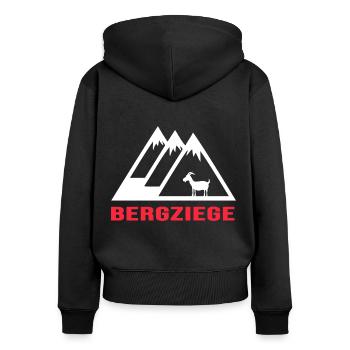 bergziege alpin bergwandern bergziel via ferrata - Frauen Premium Bio Zip Hoodie - Schwarz - Hinten - Julia (174cm)