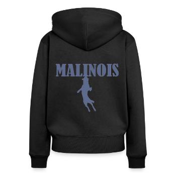 Belgischer Schäferhund marineblau - Frauen Premium Bio Zip Hoodie - Schwarz - Hinten - Julia (174cm)
