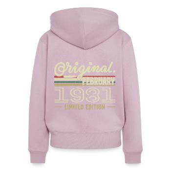 Februar 1981 - Februar 1981 Geburtstagsgeschenk - Frauen Premium Bio Zip Hoodie - Altrosa - Hinten - Julia (174cm)