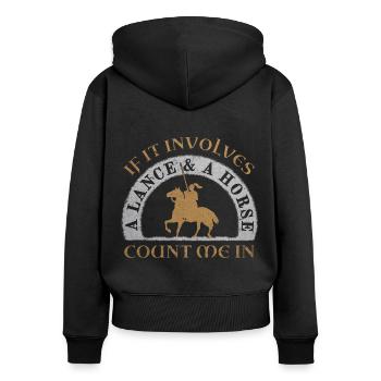 Tjost Lanzenstechen Ritter auf Pferd Mittelalter - Frauen Premium Bio Zip Hoodie - Schwarz - Hinten - Julia (174cm)