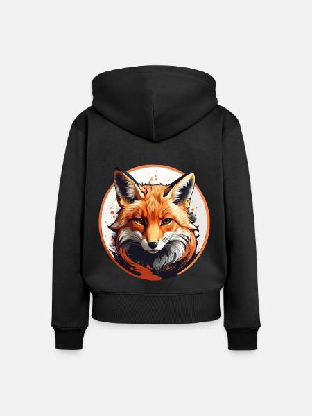 Rotfuchs Fuchs Portrait - Frauen Premium Bio Zip Hoodie - Schwarz