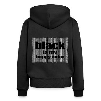 happy color black human lieber schwarz toleranz - Frauen Premium Bio Zip Hoodie - Schwarz - Hinten - Julia (174cm)