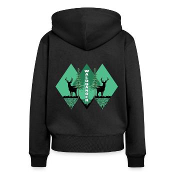 Wald shinrin yoku Waldgänger Waldbaden - Frauen Premium Bio Zip Hoodie - Schwarz - Hinten - Julia (174cm)