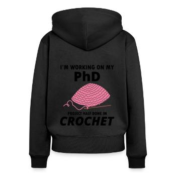 Crochet Crochet Crocheter Drôle - Sweat à capuche zippé Premium bio Femme - noir - Dos - Julia (174cm)
