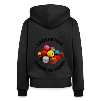Crochet Crochet Crocheter Drôle - Sweat à capuche zippé Premium bio Femme - noir - Dos - Julia (174cm)