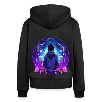 Le jeu est ma vie - Sweat à capuche zippé Premium bio Femme - noir - Dos - Julia (174cm)