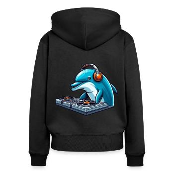 DJ Delfin - Sweat à capuche zippé Premium bio Femme - noir - Dos - Julia (174cm)