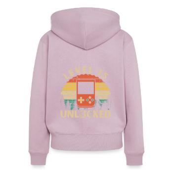 Level 15 freigeschaltet - Frauen Premium Bio Zip Hoodie - Altrosa - Hinten - Julia (174cm)