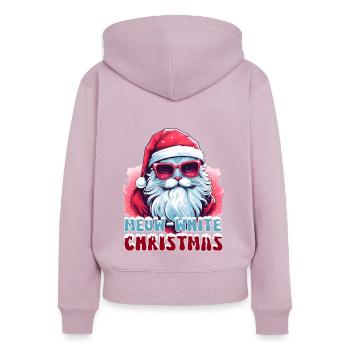 Chat angora turc du Père Noël - Sweat à capuche zippé Premium bio Femme - rose poudré - Dos - Julia (174cm)