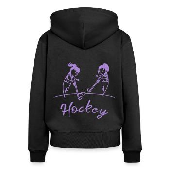 field hockey girl hockey player hockey game - Women's Premium Organic Zip Hoodie - black - Back - Julia (174cm)