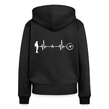 geocache geocaching schnitzeljagd - Frauen Premium Bio Zip Hoodie - Schwarz - Hinten - Julia (174cm)