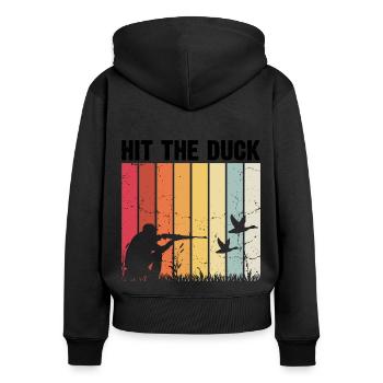 Drôle de conception de chasse au canard Hunter Hunting Duck Design - Sweat à capuche zippé Premium bio Femme - noir - Dos - Julia (174cm)