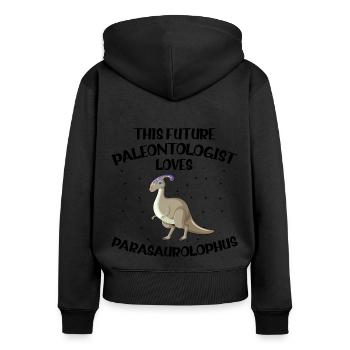 Paläontologie-Lehrer und Parasaurolophus Motif - Frauen Premium Bio Zip Hoodie - Schwarz - Hinten - Julia (174cm)