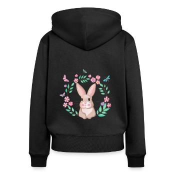 This bunny loves you - Women's Premium Organic Zip Hoodie - black - Back - Julia (174cm)