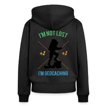 im not lost in geocaching - Women's Premium Organic Zip Hoodie - black - Back - Julia (174cm)