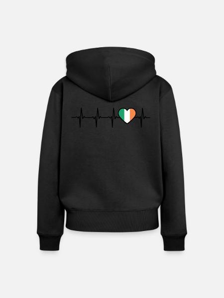 Irland Herzschlag Flagge Ire - Frauen Premium Bio Zip Hoodie - Schwarz