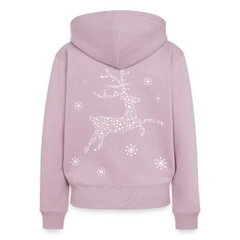 Hirsch Rentier Sterne Schneeflocken Weihnachten - Frauen Premium Bio Zip Hoodie - Altrosa - Hinten - Julia (174cm)