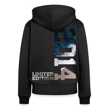 12. GEBURTSTAG LIMITED EDITION 2014 - Frauen Premium Bio Zip Hoodie - Schwarz - Hinten - Julia (174cm)