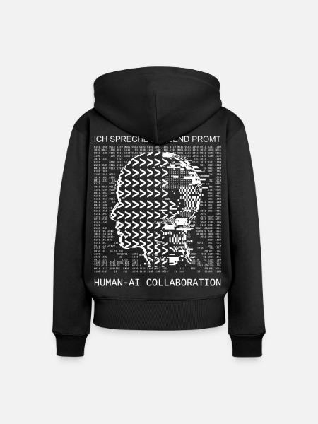 Ich spreche fließend Prompt KI - Frauen Premium Bio Zip Hoodie - Schwarz
