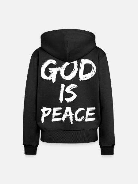 god is peace - Frauen Premium Bio Zip Hoodie - Schwarz