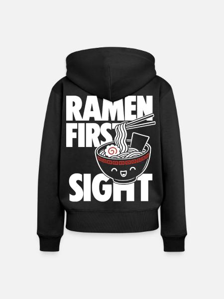 Ramen First Kawaii Noodle Lover Design - Frauen Premium Bio Zip Hoodie - Schwarz