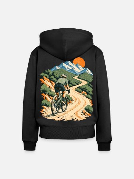 Gravel Abenteuer - Frauen Premium Bio Zip Hoodie - Schwarz