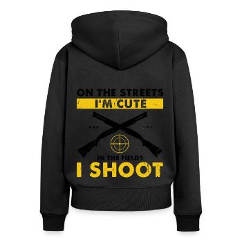 Chasse au canard Chasse au canard Chasseur de canard Chasseur de canard Conception - Sweat à capuche zippé Premium bio Femme - noir - Dos - Julia (174cm)