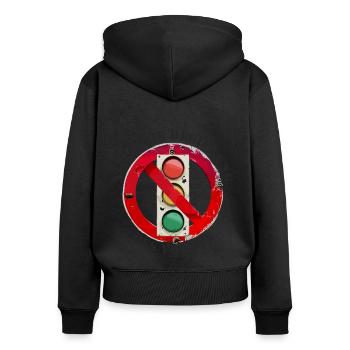 Ampel Nicht die Regierung des Volkes - Frauen Premium Bio Zip Hoodie - Schwarz - Hinten - Julia (174cm)