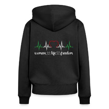 Herzschlag Woman Life Freedom Iran Frauenrechte - Frauen Premium Bio Zip Hoodie - Schwarz - Hinten - Julia (174cm)