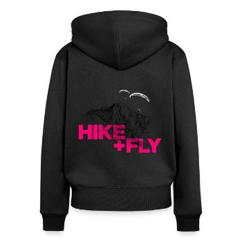 Randonnée et vol Parapente magenta - Sweat à capuche zippé Premium bio Femme - noir - Dos - Julia (174cm)