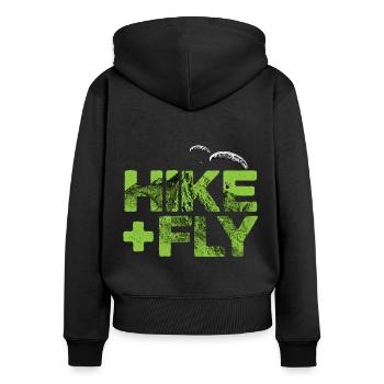 Randonnée et vol Parapente vert - Sweat à capuche zippé Premium bio Femme - noir - Dos - Julia (174cm)