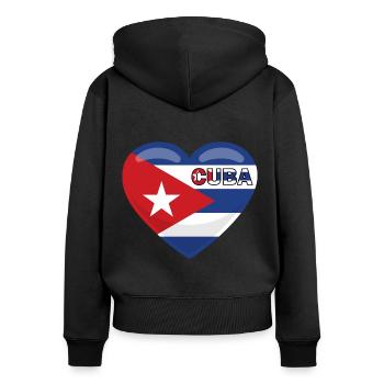 I Love Cuba Flag with Heart Ich liebe Cuba Havanna - Frauen Premium Bio Zip Hoodie - Schwarz - Hinten - Julia (174cm)