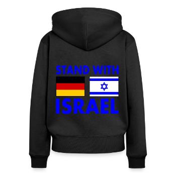 Israel - Frauen Premium Bio Zip Hoodie - Schwarz - Hinten - Julia (174cm)