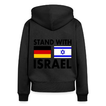 israel - Frauen Premium Bio Zip Hoodie - Schwarz - Hinten - Julia (174cm)