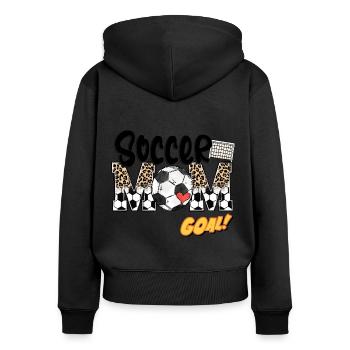 SOCCER MOM TOR - Frauen Premium Bio Zip Hoodie - Schwarz - Hinten - Julia (174cm)