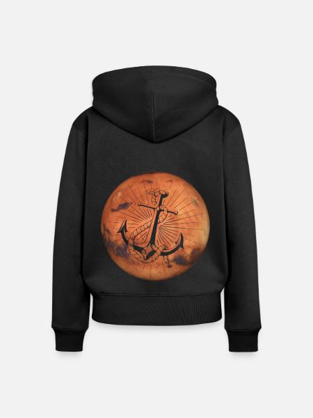 Crazy Mars - Anker - Frauen Premium Bio Zip Hoodie - Schwarz