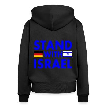 israel - Frauen Premium Bio Zip Hoodie - Schwarz - Hinten - Julia (174cm)