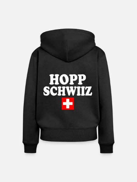 Hopp schwiiz - Frauen Premium Bio Zip Hoodie - Schwarz