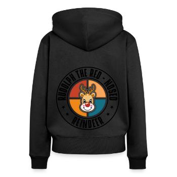 Rudolph - Sweat à capuche zippé Premium bio Femme - noir - Dos - Julia (174cm)