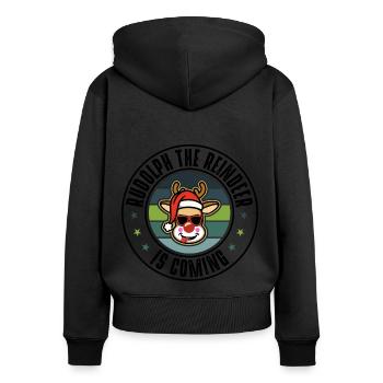 Rudolph - Sweat à capuche zippé Premium bio Femme - noir - Dos - Julia (174cm)
