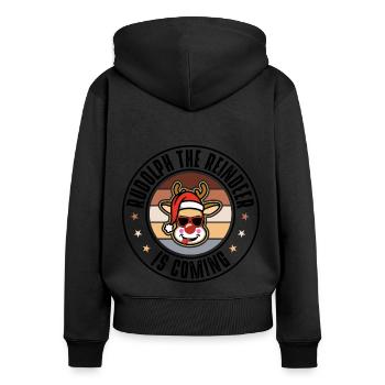 Rudolph - Sweat à capuche zippé Premium bio Femme - noir - Dos - Julia (174cm)