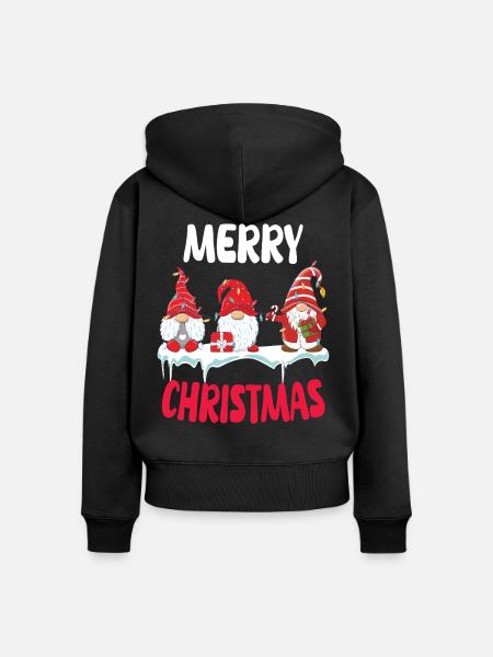 Gnomische Weihnachtstruppe - Frauen Premium Bio Zip Hoodie - Schwarz