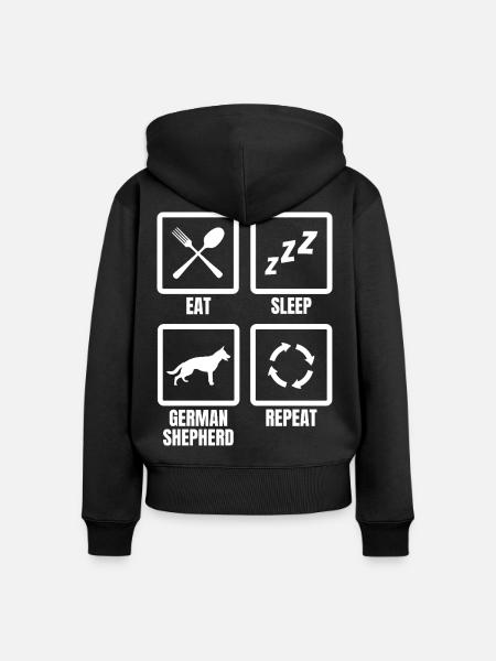 Eat Sleep German Shepherd Repeat - Frauen Premium Bio Zip Hoodie - Schwarz