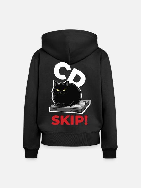 CD Chat überspringen Musik Humor - Frauen Premium Bio Zip Hoodie - Schwarz